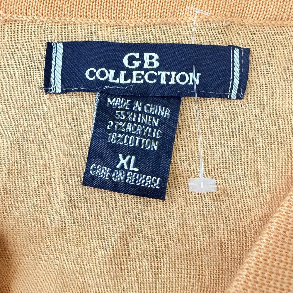 G B Collection Men's polo collar button-up placket Linen/acrylic SZ-XL VTG NWI - Picture 12 of 16